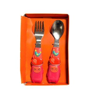 Kids Fun Animal Designs Stainless Steel Fork & Spoon Flatware Set